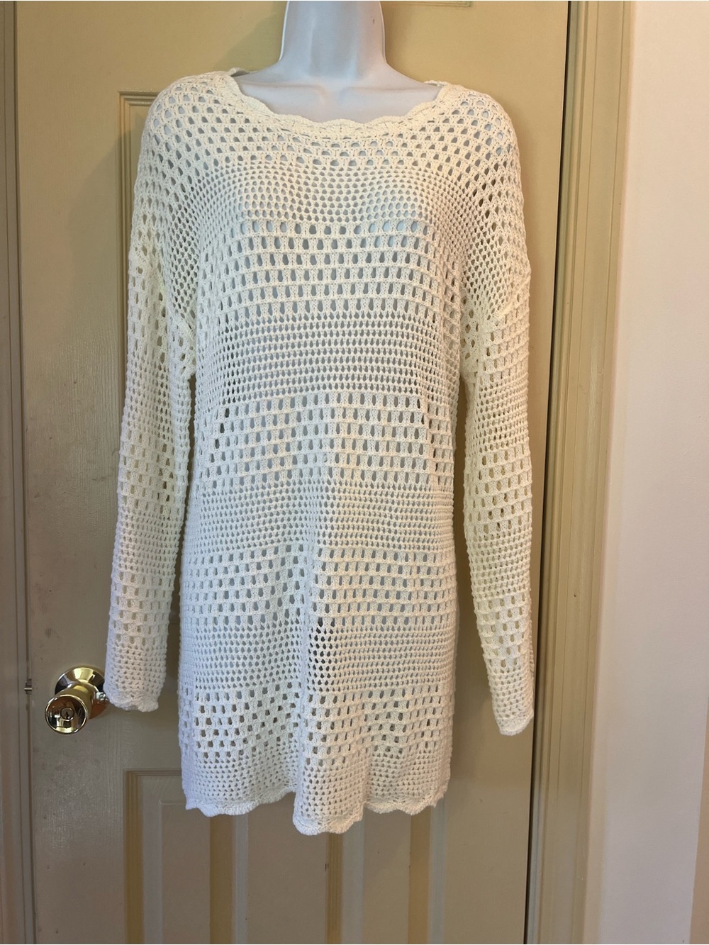 NWOT Cream Open-Knit Sweater Tunic - Women